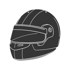 Racing Helmet Icon Silhouette Illustration. Protection Vector Graphic Pictogram Symbol Clip Art. Doodle Sketch Black Sign.
