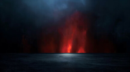 Obraz premium Dark foggy, vibrancy with red Colors Illustrative Background Wallpaper Showroom Concept For Display
