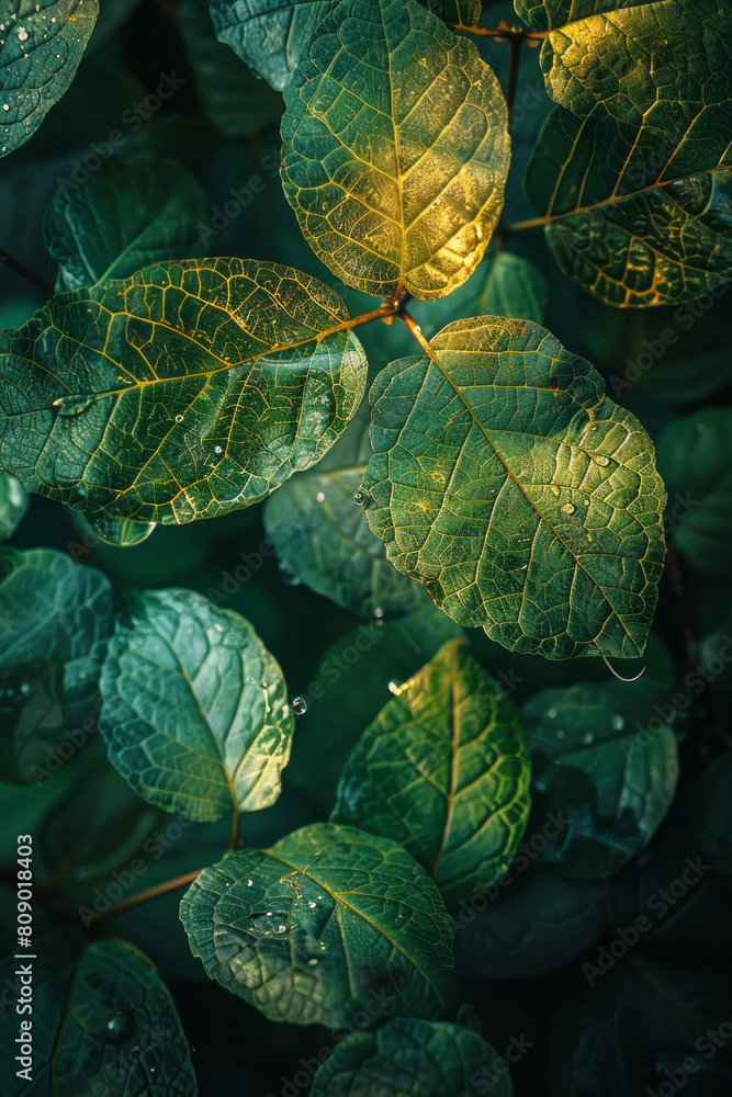 Aufkleber a geometric depiction of mate leaves breaking into fractal patterns of energy, complex and invigorat