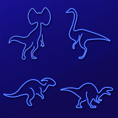 dinosaur group of neon icons, vector illustration on black background. © Oleh