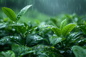 Tea leaves depicted as falling rain, their lines descending softly and steadily, soothing the viewer,