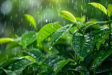 Tea leaves depicted as falling rain, their lines descending softly and steadily, soothing the viewer,