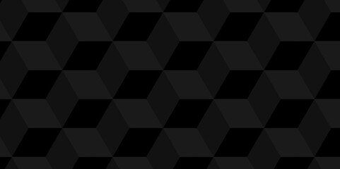 Obraz premium Vector Minimal cubes geometric tile and mosaic wall grid backdrop hexagon technology wallpaper background. black and gray block cube structure backdrop grid triangle texture vintage design.