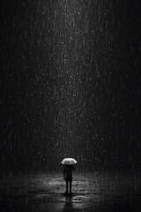 Illustration on a dark background, raindrops on a dark background. Unusual picture.
