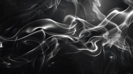 Smoke elegantly curling in a symphony of black and pearl white, mimicking the classic beauty of old film noir.
