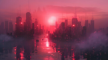 Create a digital painting of a cyberpunk city