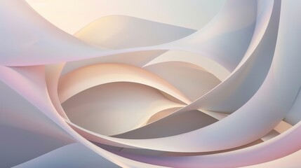Naklejka premium Soft Geometry, Gentle, curving lines and rounded shapes set against a muted color background, creating a serene and elegant abstract digital artwork