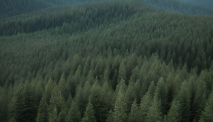 A dense forest of pine trees stretching as far as upscaled 3