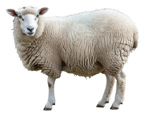 Full side view of a single sheep isolated on transparent background png
