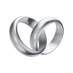 Silver Wedding Engagement Commitment Ring 3D Asset with Transparent Background