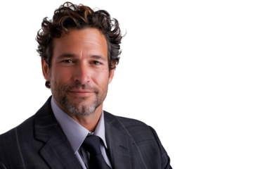 Portrait of american business man on isolated transparent background