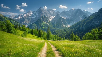 Field With Yellow Flowers and Mountains in the Background