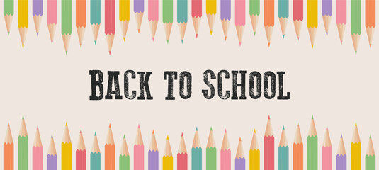 Back to school background with colored pencils. Vector illustration.