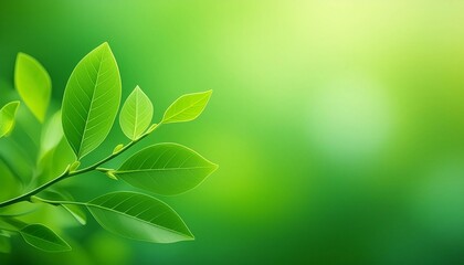 Fototapeta premium Lush green foliage against a soft, blurred green backdrop, representing fresh growth