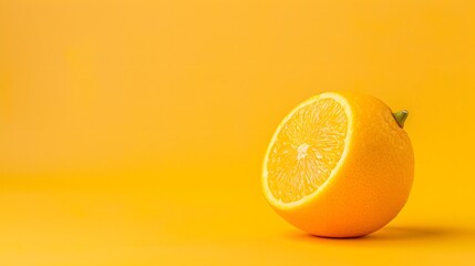 Half of Yellow Lemon on Bright Orange Background