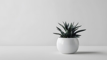 Potted Succulent Plant on Minimalist White Background