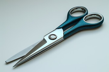 Obraz premium In order to advertise stainless steel scissors interestedly and effectively, they are placed on a white tone color floor.