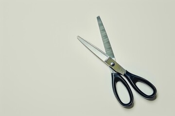 In order to advertise stainless steel scissors interestedly and effectively, they are placed on a white tone color floor.