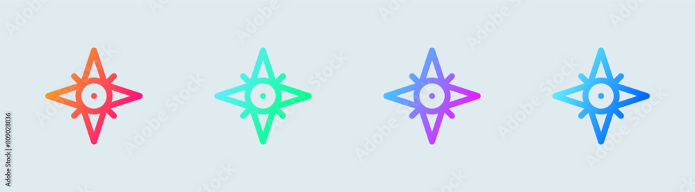 Wall mural compass line icon in gradient colors. exploration signs vector illustration.