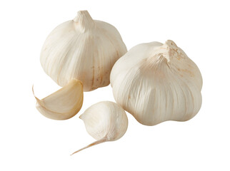 fresh garlic cut out isolated transparent background