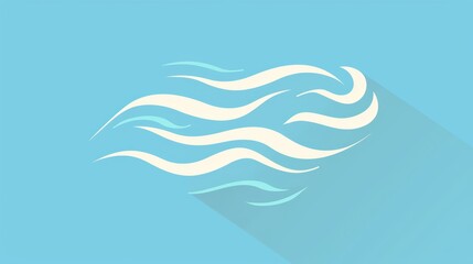 Obraz premium Wind Icon, A playful, flat design icon representing wind, with curved lines suggesting movement, ideal for indicating breezy conditions in weather apps or infographics