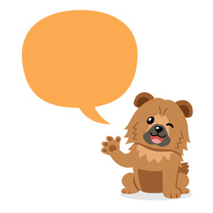 Vector cartoon character cute chow chow dog with speech bubble for design.