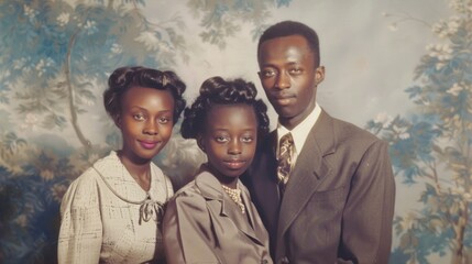 old photo in good condition of a traditional family in high resolution and high quality. photography concept