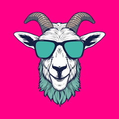Goat Head Logo With Glasses