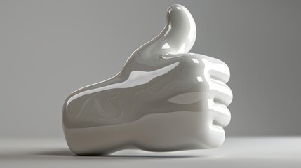 Abstract white sculpture of a thumbs up