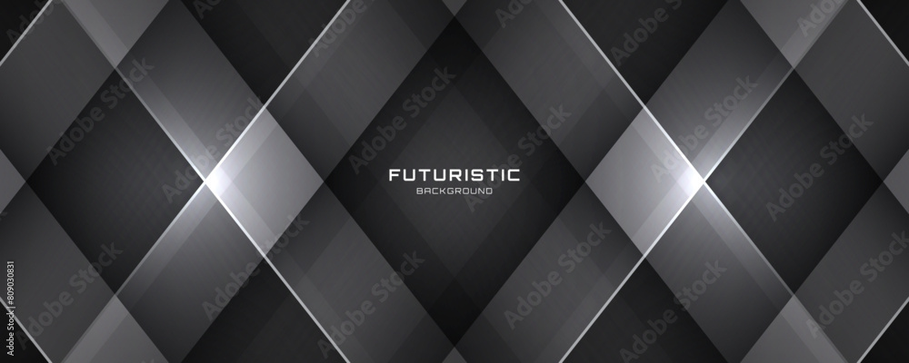 Aufkleber 3d black abstract background overlap layer on dark space with polygon shape effect decoration. moder