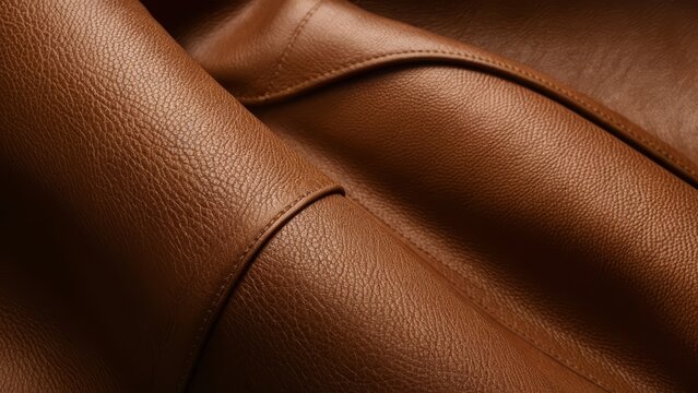 the tactile texture of leather, rich and supple surfaces with visible grain patterns and stitching details. warm brown tones, conveying a sense of luxury and sophistication