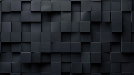 3D background minimalism. A wall with 3D blocks. 3D wallpaper with black cubes. Futuristic concrete background, with copy spase