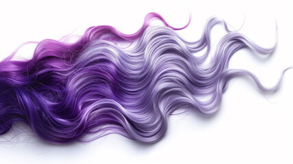 Silver and purple ombre hairstyle, trendy and bold, showcasing modern hair coloring techniques, isolated on white
