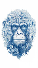 a close up of a drawing of a monkey with a beard