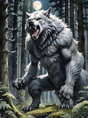 Fototapeta premium werewolf in the forest