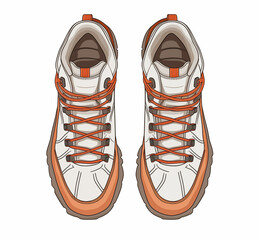 a close up of a pair of shoes with orange laces