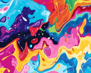 An abstract painting with a vibrant and colorful palette