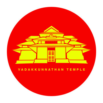 Sri Vadakkunnathan Temple, Thrissur vector icon. Lord Vadakkunnathan Temple icon.