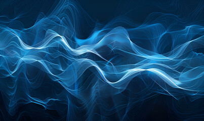 Light neon blue smoke color on dark background Smooth smoke particle wave, big data.