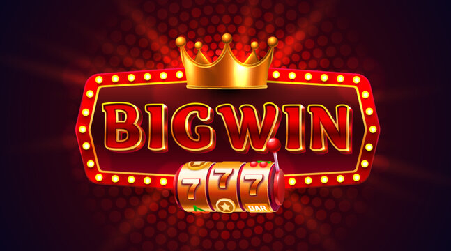 BigWin frame label, slot sign machine, night Vegas. Vector illustration