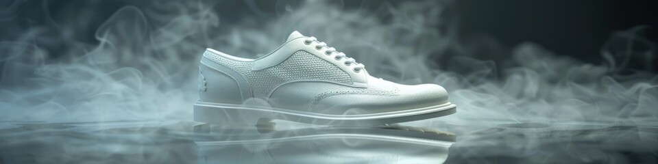 Ethereal Ghost Oxford Shoes in Misty 3D Rendered Minimalist Fashion Photograph