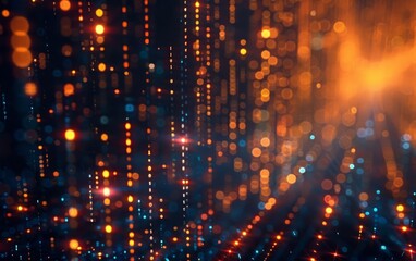 Fototapeta premium Animated visuals of electronic information flowing across a dark backdrop