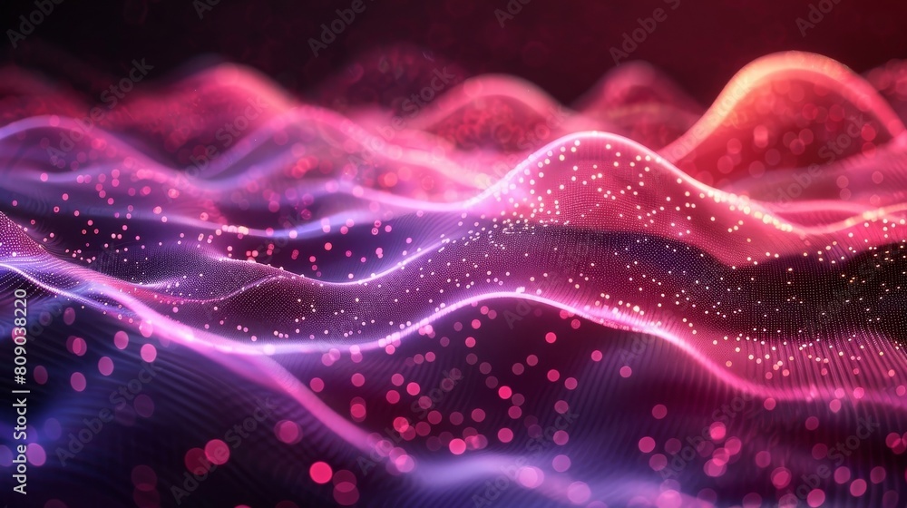 Poster modern digital visualization of particle waves. advanced point wave design. technological backdrop g