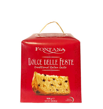 Panettone cake FONTANA Dolce delle Feste, 908 g. Italian cake with raisins and candied oranges.