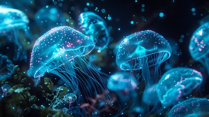 Behold the beauty of bioluminescent technology, where organisms emit light with breathtaking brilliance, illuminating pathways to new discoveries in science and medicine. - Powered by Adobe