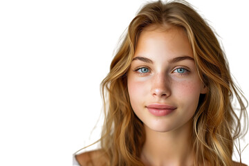 Fototapeta premium Pretty young woman at studio on isolated transparent background