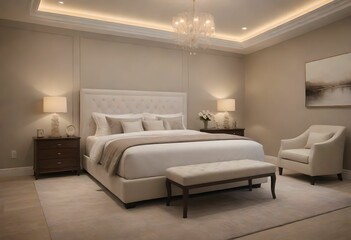 House furniture design: interior of bedroom. 3D rendering