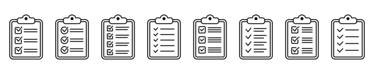 Clipboard icon. Checklist icon of an approved document. Project completed. Tasks icon. Task completed.