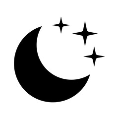 Crescent moon with stars icon on white background. Night icon. Crescent moon icon. Minimalist style.