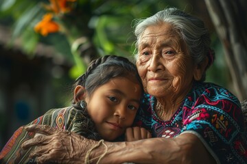 Portrait of indigenous grandmother and granddaughter
